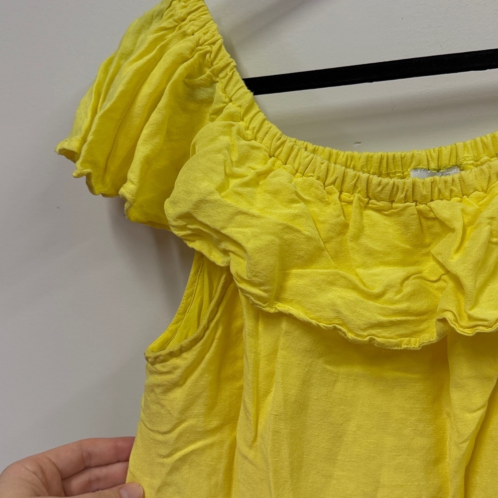 Tommy Bahama Linen-Blend Off-The-Shoulder Yellow Dress L - Picture 4 of 6